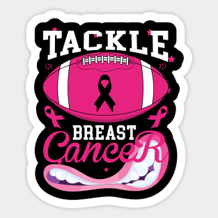 Woman Tackle Football Pink Ribbon Breast Cancer Awareness Sticker